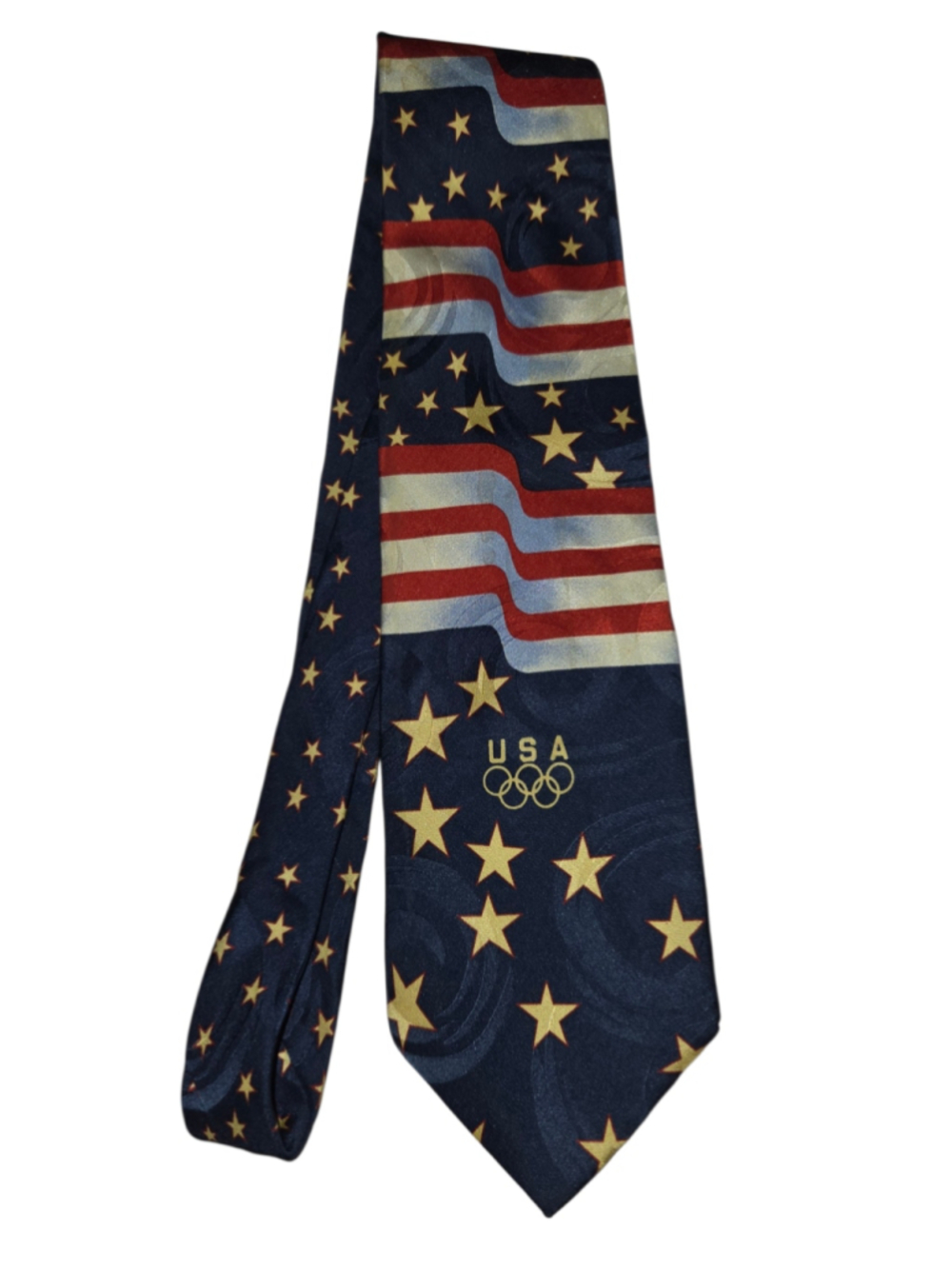 Men's Vintage Olympic Team Collection Silk Tie, One Size, Blue and Red USA